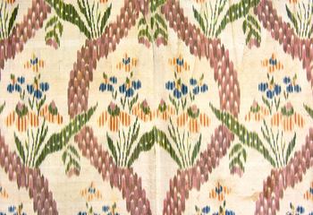 Chiné à la branche (détail), tissu de jupe pour robe à la française, taffetas de soie, vers 1760, Lyon